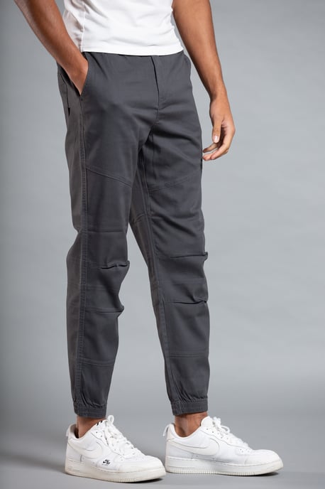 Grey Cuffed Cargo Trouser With Belt - Image 1