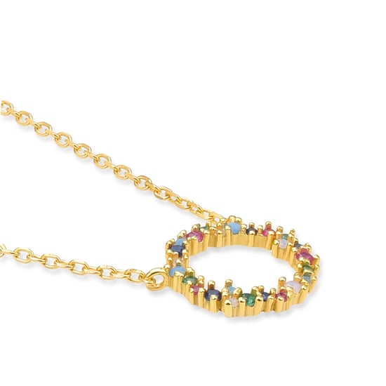 Luxenter Sterling zilveren 925 collier met veelkleurige zirkonia afgewerkt in 18K geelgoud - Thilak - Image 5
