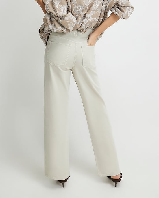 River Island Womens Cropped Jeans Cream Straight Leg - Image 3