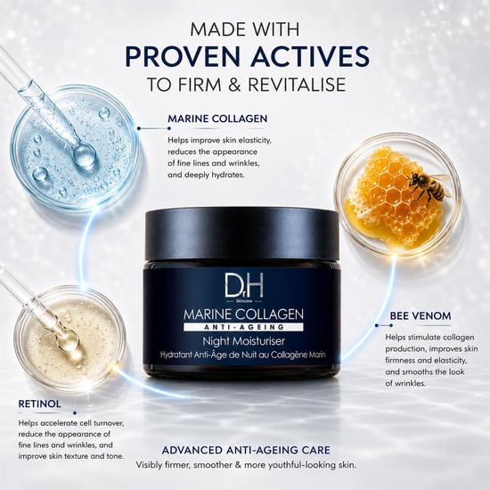 Dr H Marine Collagen Anti-Ageing Night Moisturiser 60ml for Fine Lines, Wrinkles, Loss of Firmness - Image 3