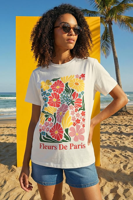 Cotton Floral Print T-Shirt - Image 1