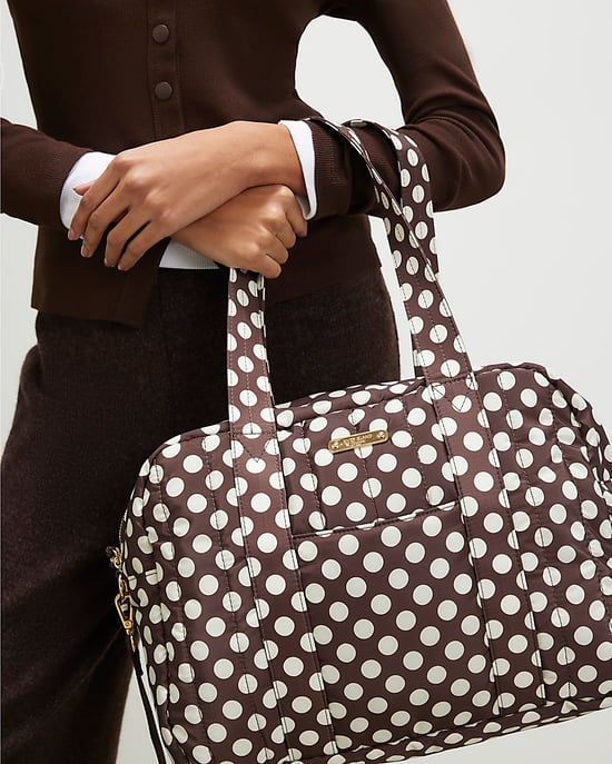 River Island Womens Holdall Bag Brown Polka Dot Quilted Zipped Zip - Image 5