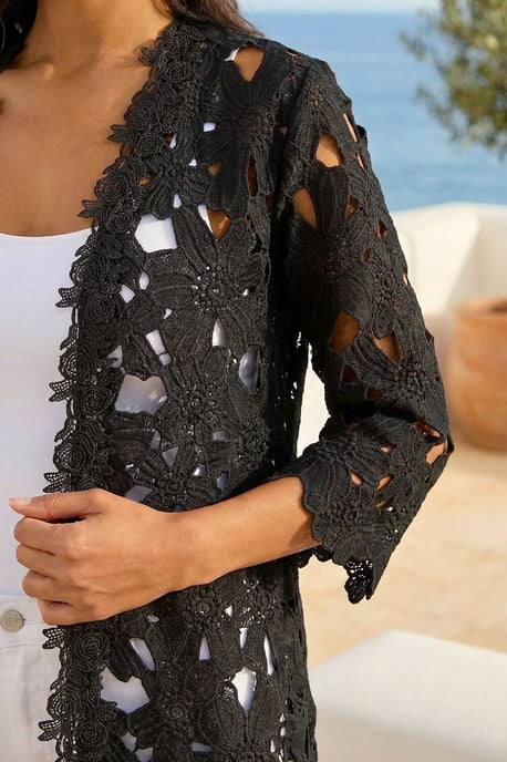 Crochet Lace Longline Jacket - Image 4