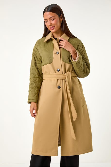 Contrast Quilted Collar Smart Coat - Image 4