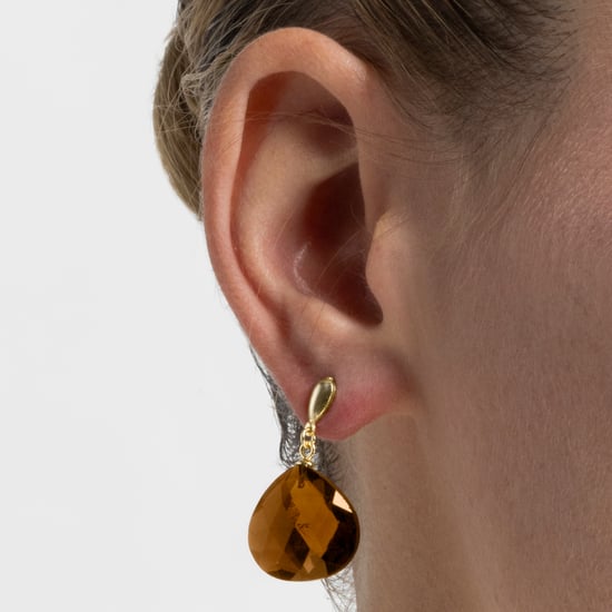 Luxenter, zoqoyi oorbellen in 925 sterling zilver en hydrothermale rookkwarts met 18K vergulde afwerking - Image 3
