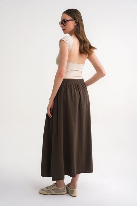 Hoge Taille Poplin Rok met Trekkoorddetail - Image 6