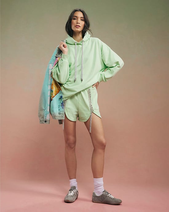 River Island Womens Hoodie Green Year Zero Embellished Cord - Image 4