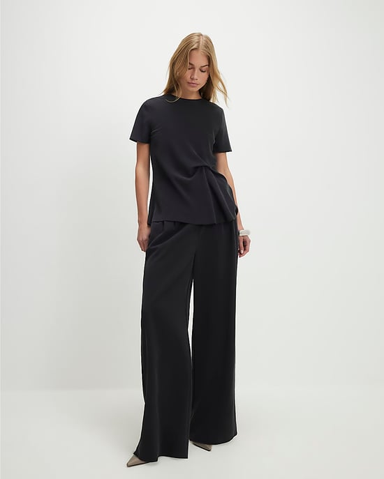 River Island Womens Top Black Short Sleeve Gathered Side Crew Neck - Image 4