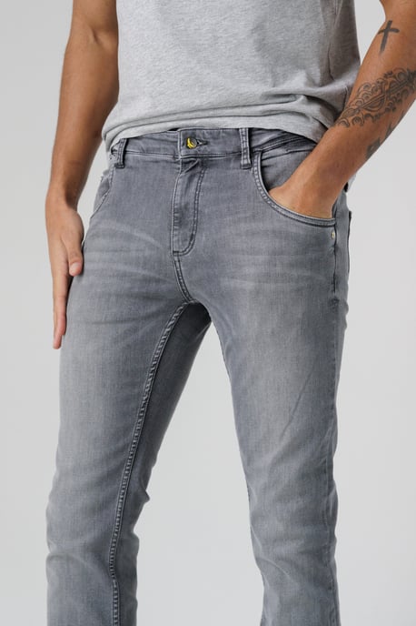 Light Grey Organic Cotton Blend Skinny Mid-Rise Denim Jeans - Image 4