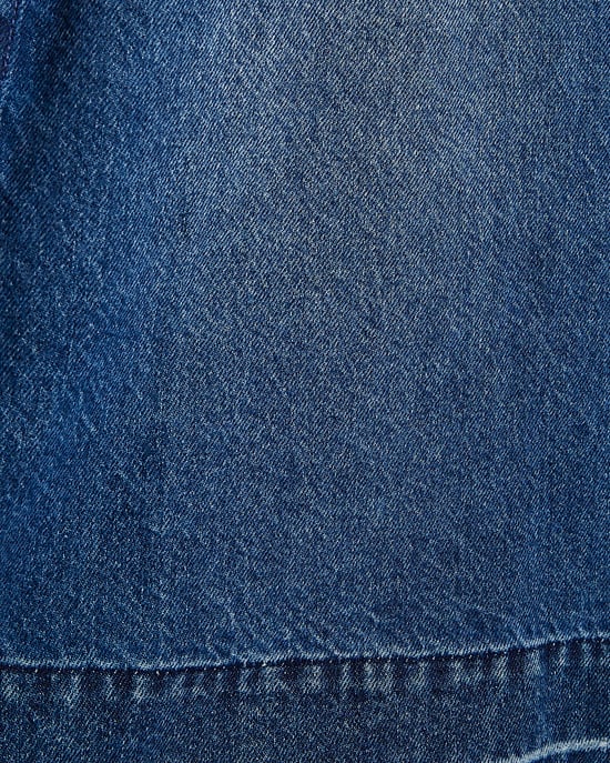 River Island Womens Mini Dress Blue Denim Popper Swing Round Neck - Image 5