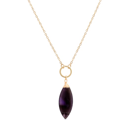 Luxenter ayom necklace made of metal alloy and natural amethyst 18K gold plated finish - Image 1