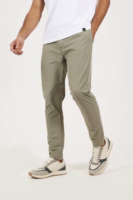 Pale Green Elasticated Waist Chino Style Trousers - Image 1