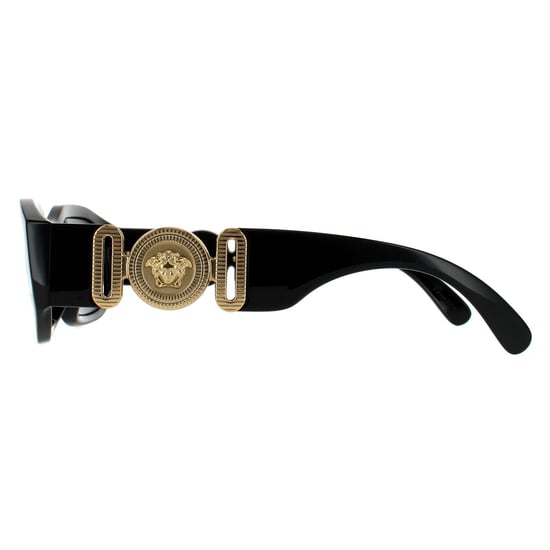 Versace Rectangle Unisex Black Dark Grey Sunglasses - Image 3