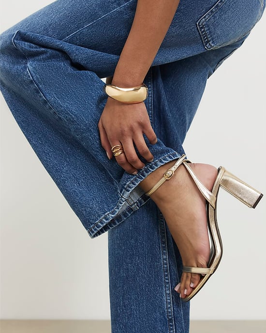 River Island Womens Heeled Sandals Gold Wide Fit Open Toe - Image 5