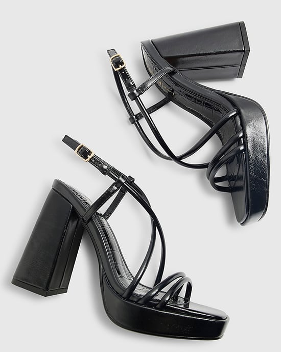 River Island Womens Heeled Sandals Black Triple Strap Platform - Image 4