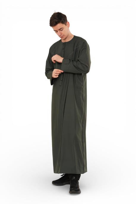 Mens Grön Ramadan Eid Marockansk Jubba Robe Kaftan Djellaba Thobe LFS -TT-008 - Image 4