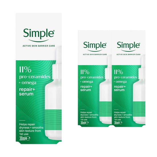 Simple Repair+ Serum Pro-Ceramide Omega 11% Barrier Repair Care 30ml, 3 Pack - Image 1