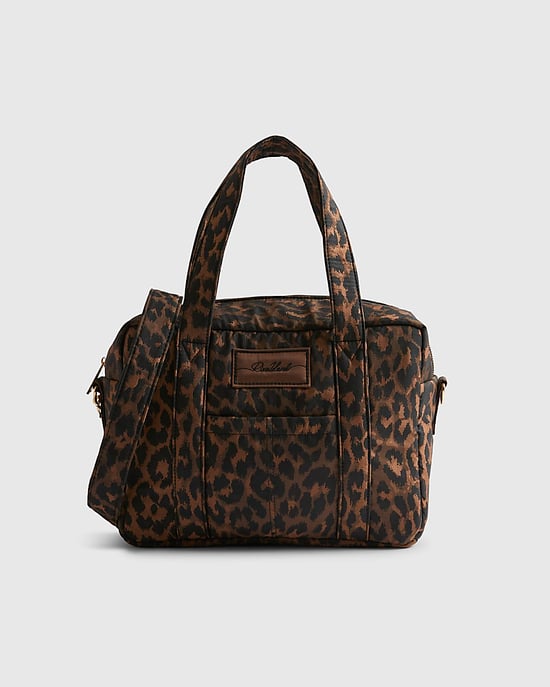 River Island Womens Holdall Bag Brown Leopard Jacquard Canvas Zip - Image 4