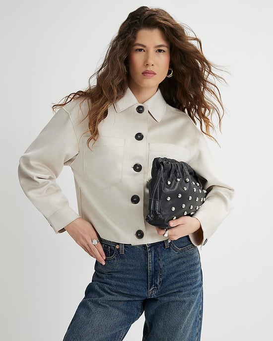 River Island Womens Overshirt Stone Faux Suede Long Sleeve - Image 1