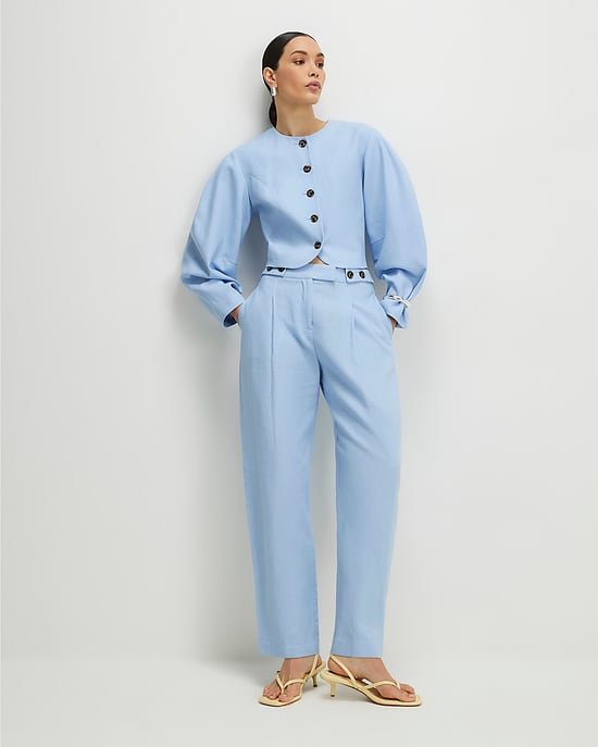 River Island Womens Jacket Blue Linen Blend Balloon Sleeve - Image 2