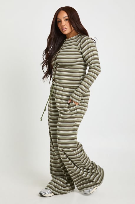 Plus Stripe Wide Leg Trousers - Image 3