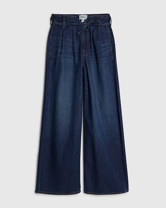 River Island Womens Wide Leg Jeans Blue High Waisted Tie Detail - Image 6