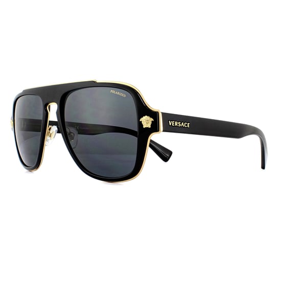Versace Aviator Mens Black Grey Polarized Solglasögon - Image 2