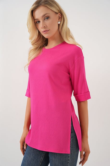 Gestructureerde Crewneck Korte Mouw T-Shirt - Image 3