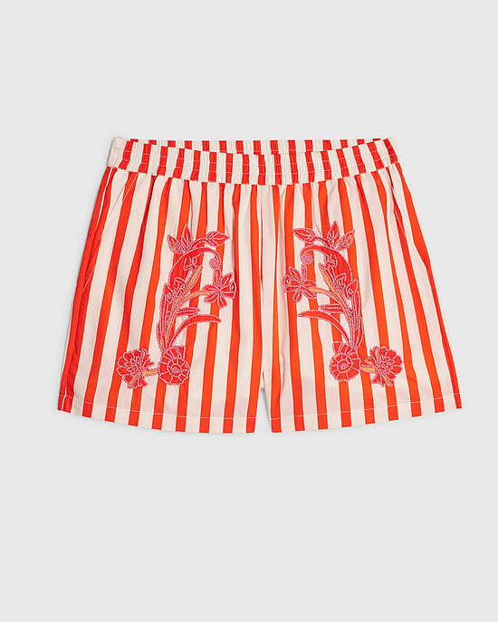 River Island Womens Shorts Red Stripe Beaded Elasticated - Image 6