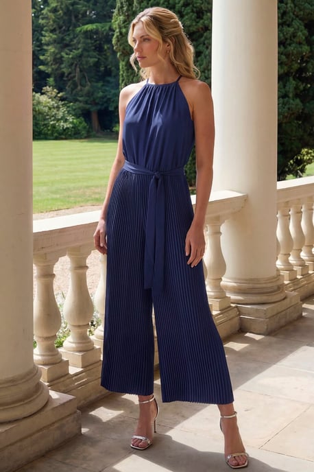 Pleated Halter Neck Jumpsuit - Image 2