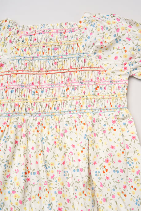 Ditsy Embroidered Smocked Dress with Headband - Image 3