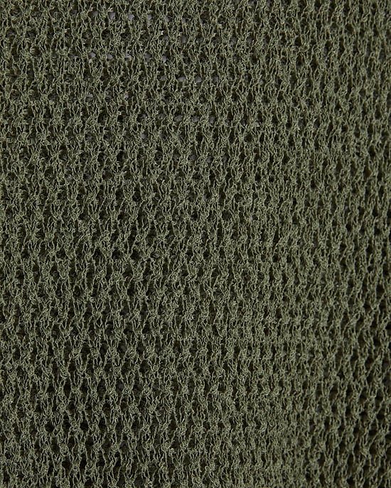 River Island Womens Top Khaki Open Stitch Knit Off The Shoulder - Image 5
