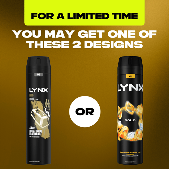 Lynx XXL Gold 48-Hour High Definition Fragrance Body Spray Deodorant, 6x250ml - Image 2