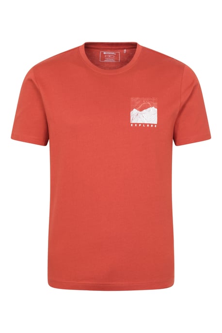 'Tech Mountains' Men's T-Shirt Cotton Breathable Comfy Tee Rust - Image 5