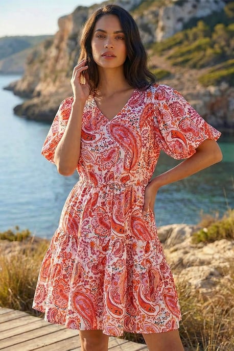 Dusk Paisley Print Hotfix Dress - Image 1