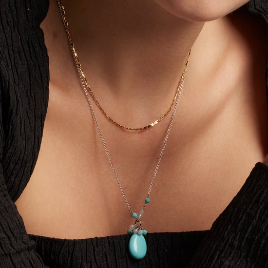 Luxenter adak halsband i metallegering och turkos, rodiumpläterad finish - Image 3