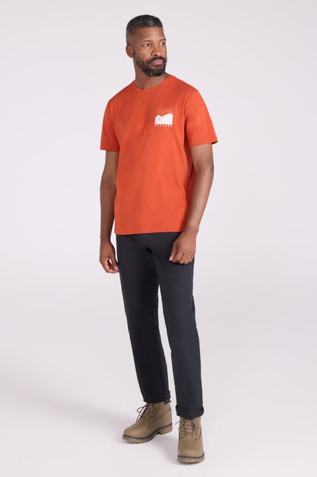 'Tech Mountains' Men's T-Shirt Cotton Breathable Comfy Tee Rust - Image 3