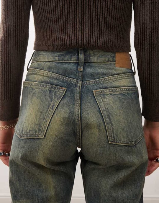 Weekday Orbit medelhöga raka jeans i slitna mörkblå tvätt - Image 4