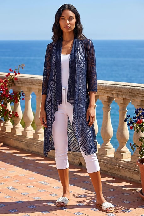 Mesh Burnout Longline Kimono - Image 3