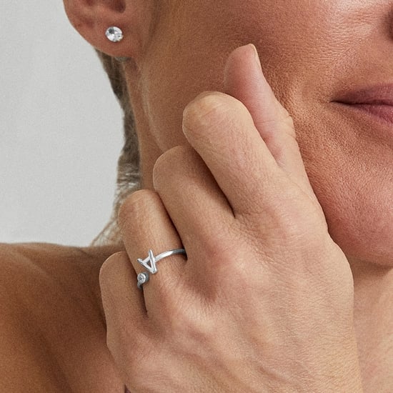 Luxenter, alfabet ring in 925 sterling zilver en glanzende zirkonia met gerhodineerde afwerking - Image 3