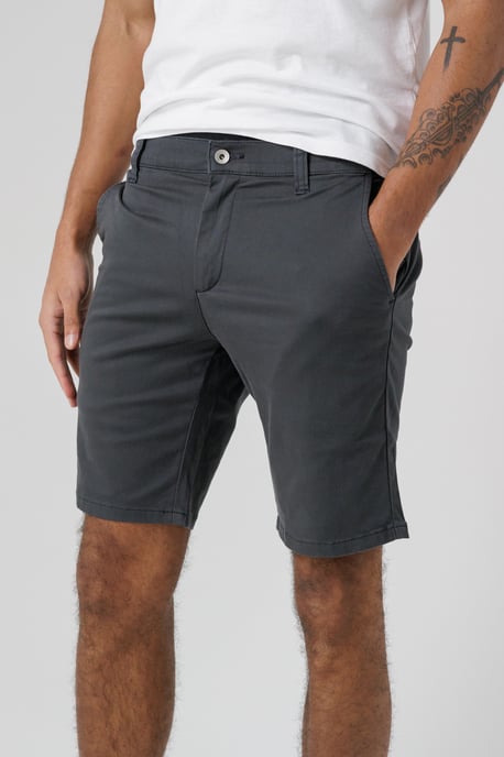 Dark Grey Organic Cotton Slim Fit Chino Shorts - Image 4