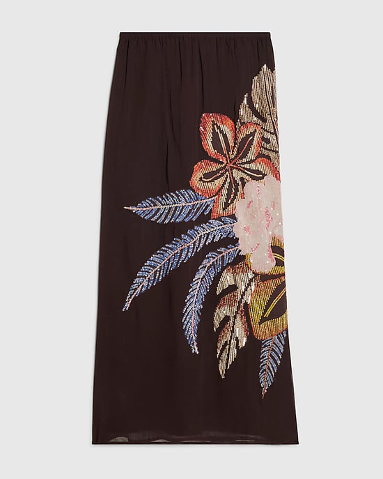 River Island Womens Maxi Skirt Black Beaded Floral Terry de Havilland - Image 6