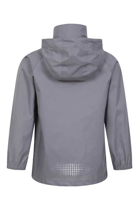 'Pakka' Kids Jacket Waterproof Wind Resistant Stylish Travelling Hooded Coat Grey - Image 3