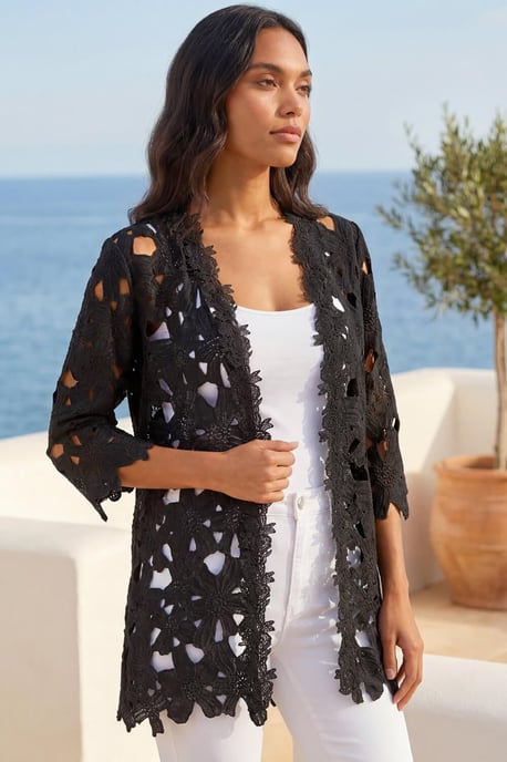 Crochet Lace Longline Jacket - Image 1