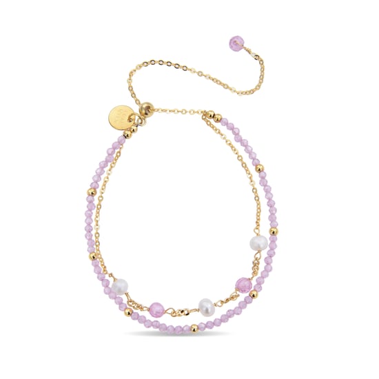 Luxenter 925 Sterling Silverarmband med rosa kristall i 18K gult guld - Rius - Image 3