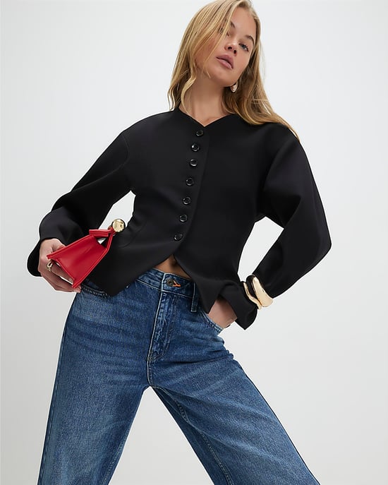 River Island Womens Jacket Black Long Sleeve Button Up V-Neck - Image 1