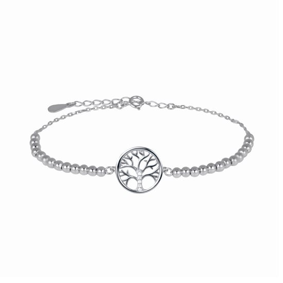 Luxenter armband, 925 sterling zilver en gerhodineerde glanzende zirkonia, levensboom - Image 1