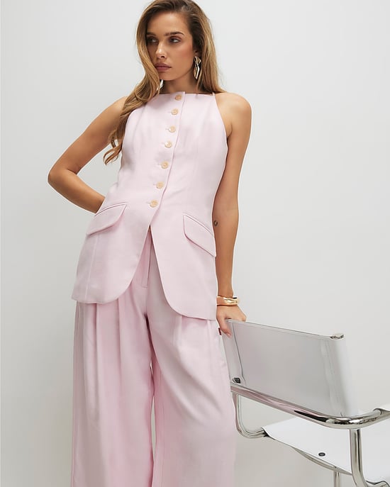 River Island Womens Waistcoat Pink Longline Sleeveless Button - Image 3