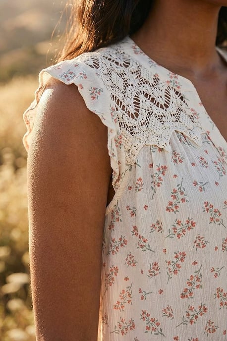Floral Print Lace Yoke Blouse - Image 4