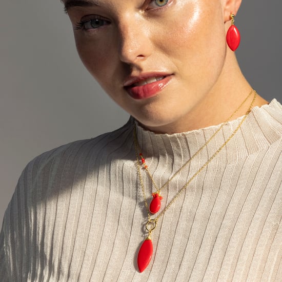 Luxenter ayom necklace made of metal alloy and coral with 18K gold plated finish - Image 4
